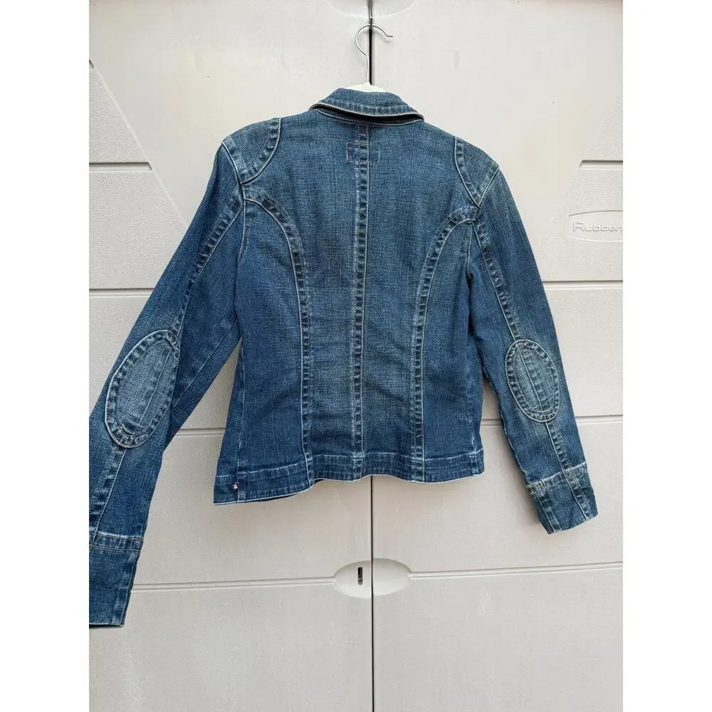 VTG Polo Jeans Ralph Lauren Women Denim Molly Jacket M Blue Utility Trucker Y2K - Picture 11 of 12